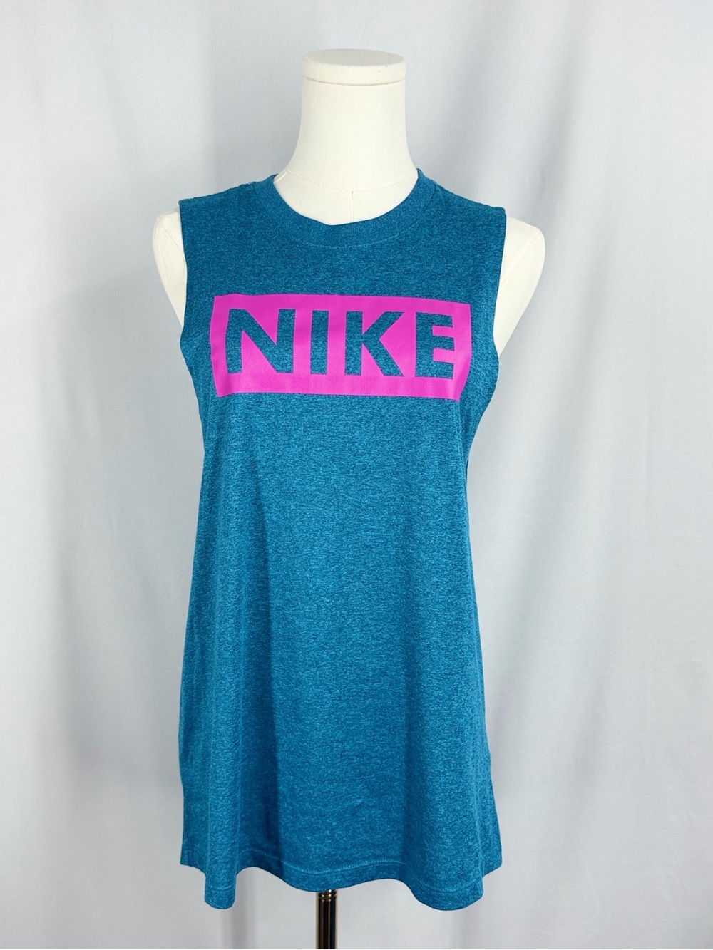 Nike Womens Dri-fit Muscle Tee Tank Top Blue/Pink Size S Small